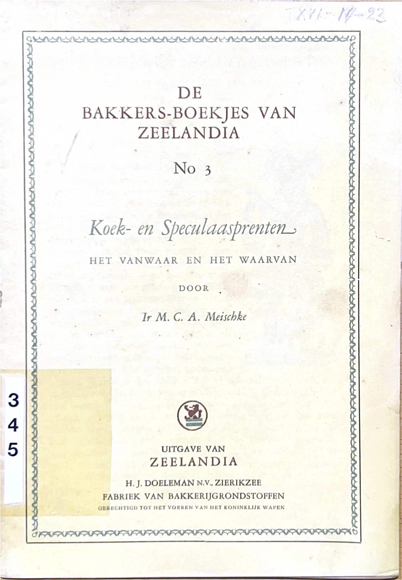 Kaft van De Bakkersboekjes van Zeelandia No 3