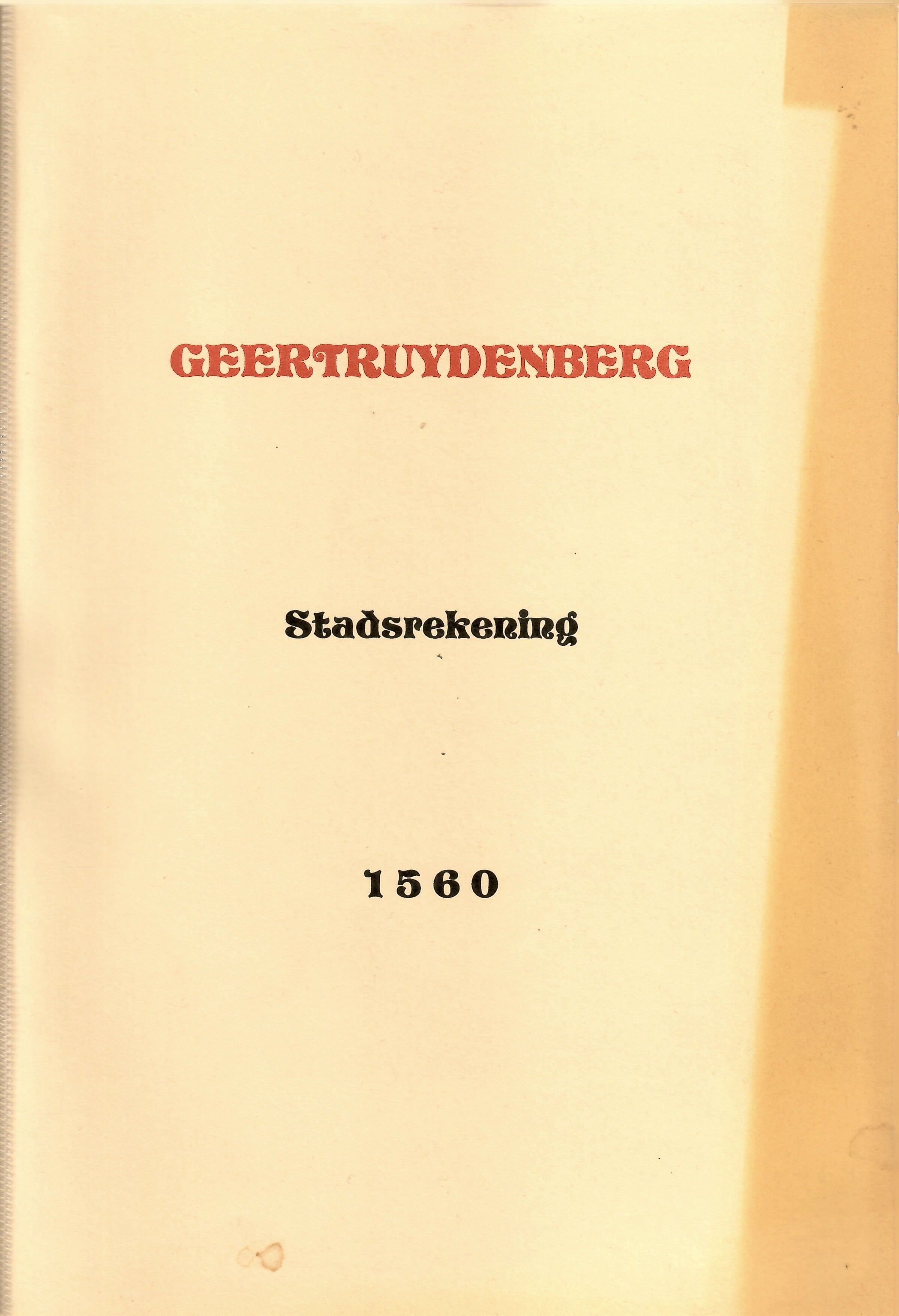 Kaft van Geertruidenberg Stadsrekening 1560