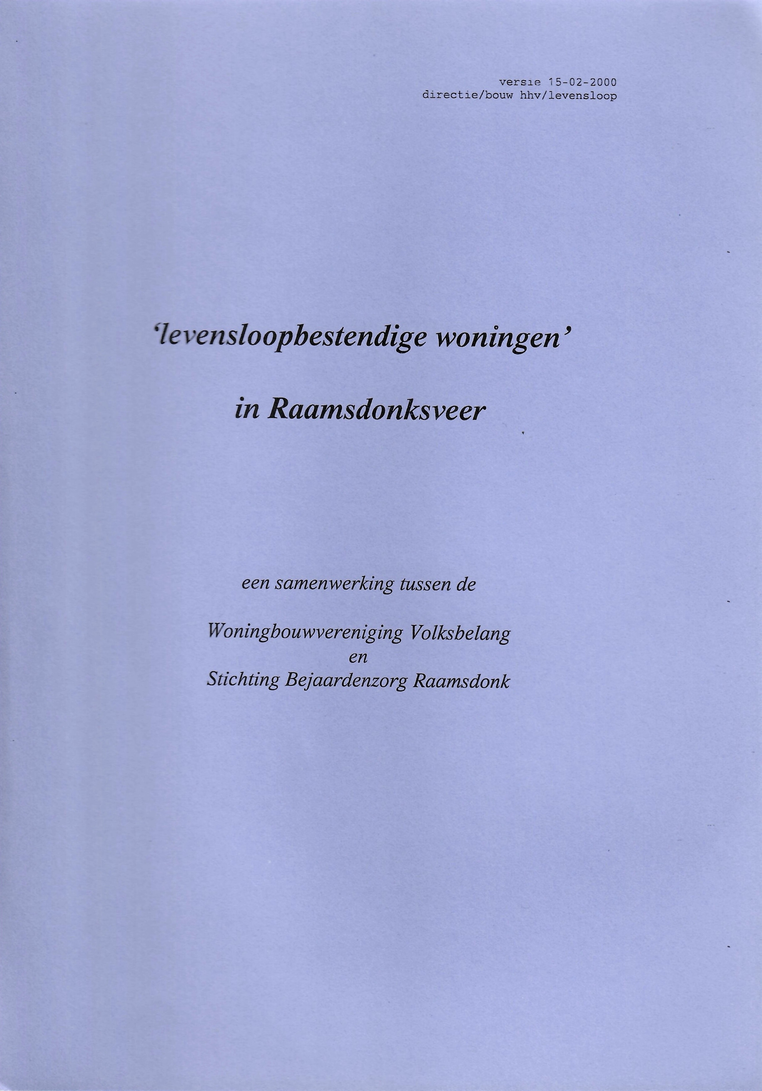 Kaft van Levensloopbestendige woningen in Raamsdonksveer