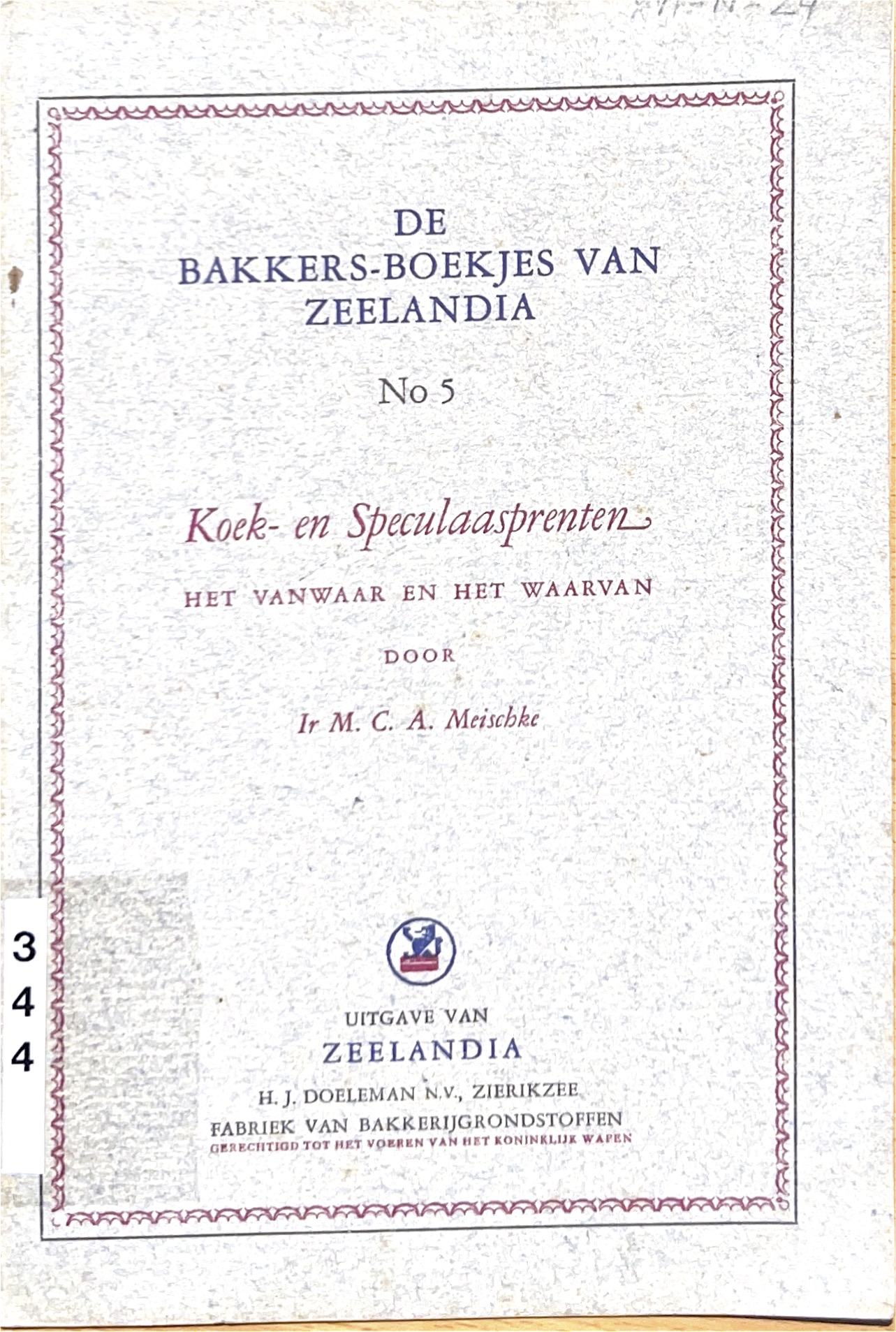 Kaft van De Bakkers-boekjes van Zeelandia No 5